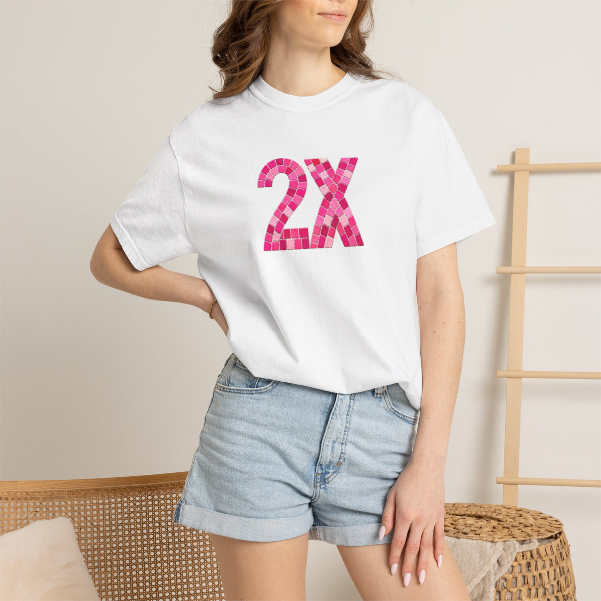 Pink Mosaic 2X Logo T